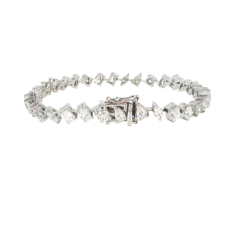 14K White Gold Multi-Cut Diamond Tennis Bracelet