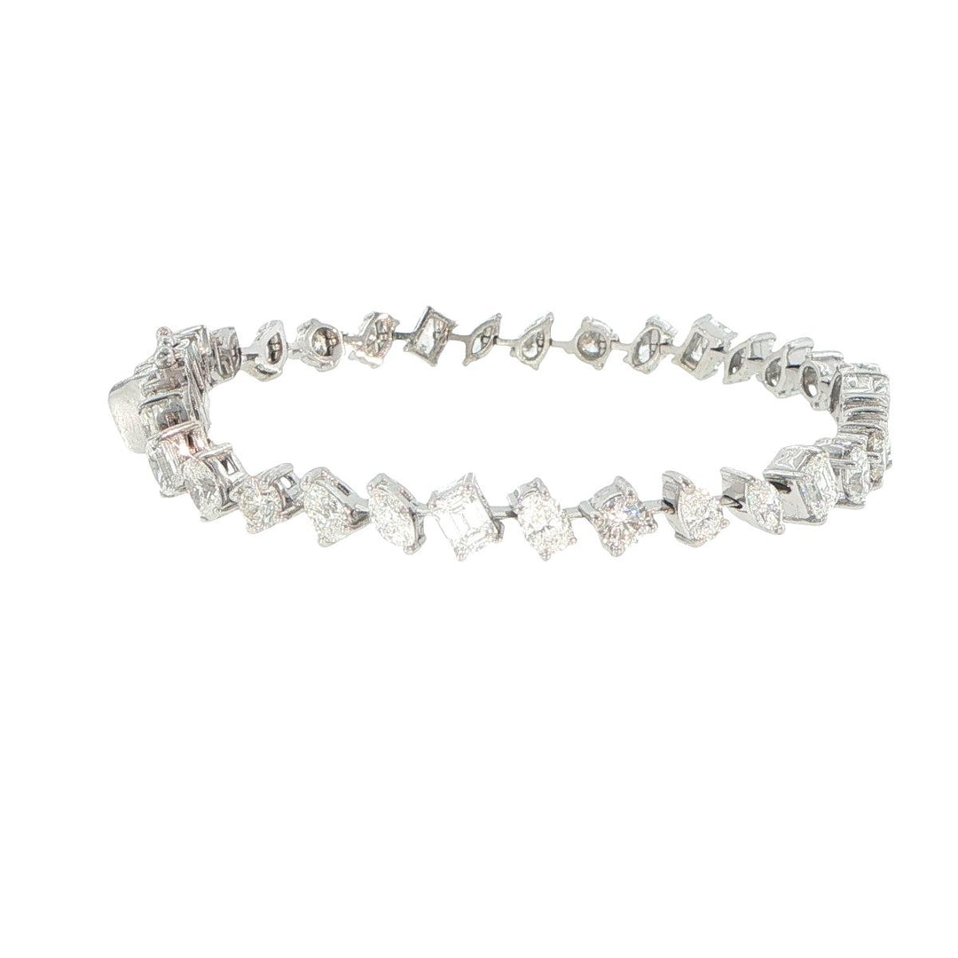 14K White Gold Multi-Cut Diamond Tennis Bracelet