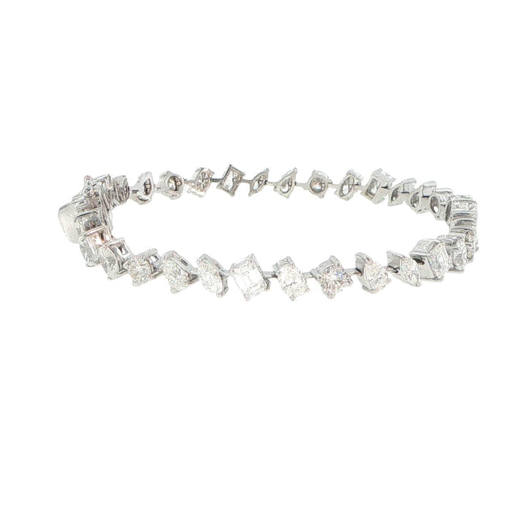 14K White Gold Multi-Cut Diamond Tennis Bracelet