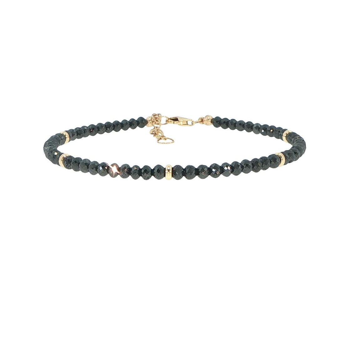 18K Yellow Gold Black Diamond Strand Station Bracelet