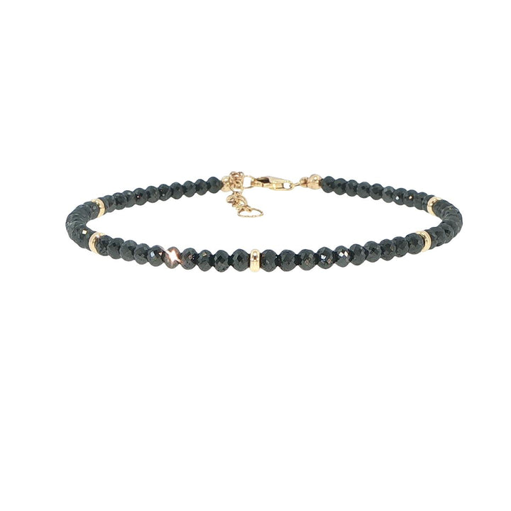 18K Yellow Gold Black Diamond Strand Station Bracelet