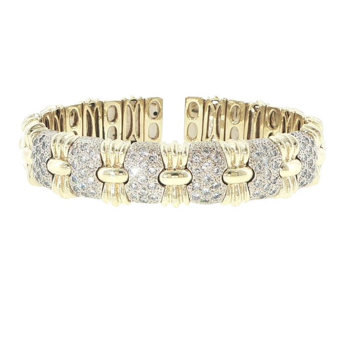 14K Yellow Gold Diamond Open Cuff Bracelet