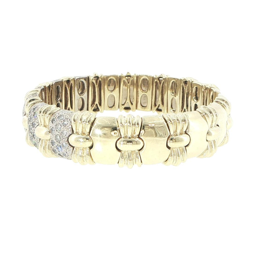 14K Yellow Gold Diamond Open Cuff Bracelet