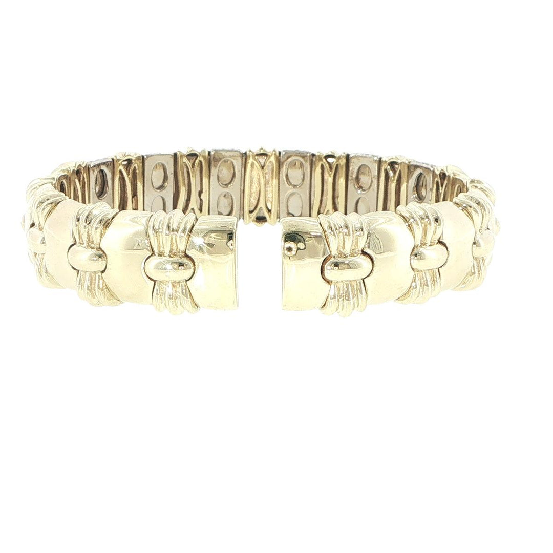 14K Yellow Gold Diamond Open Cuff Bracelet