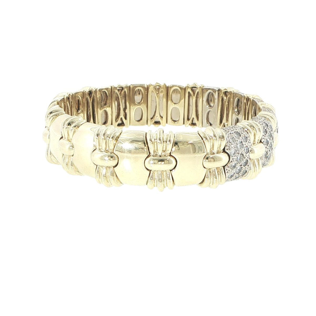 14K Yellow Gold Diamond Open Cuff Bracelet