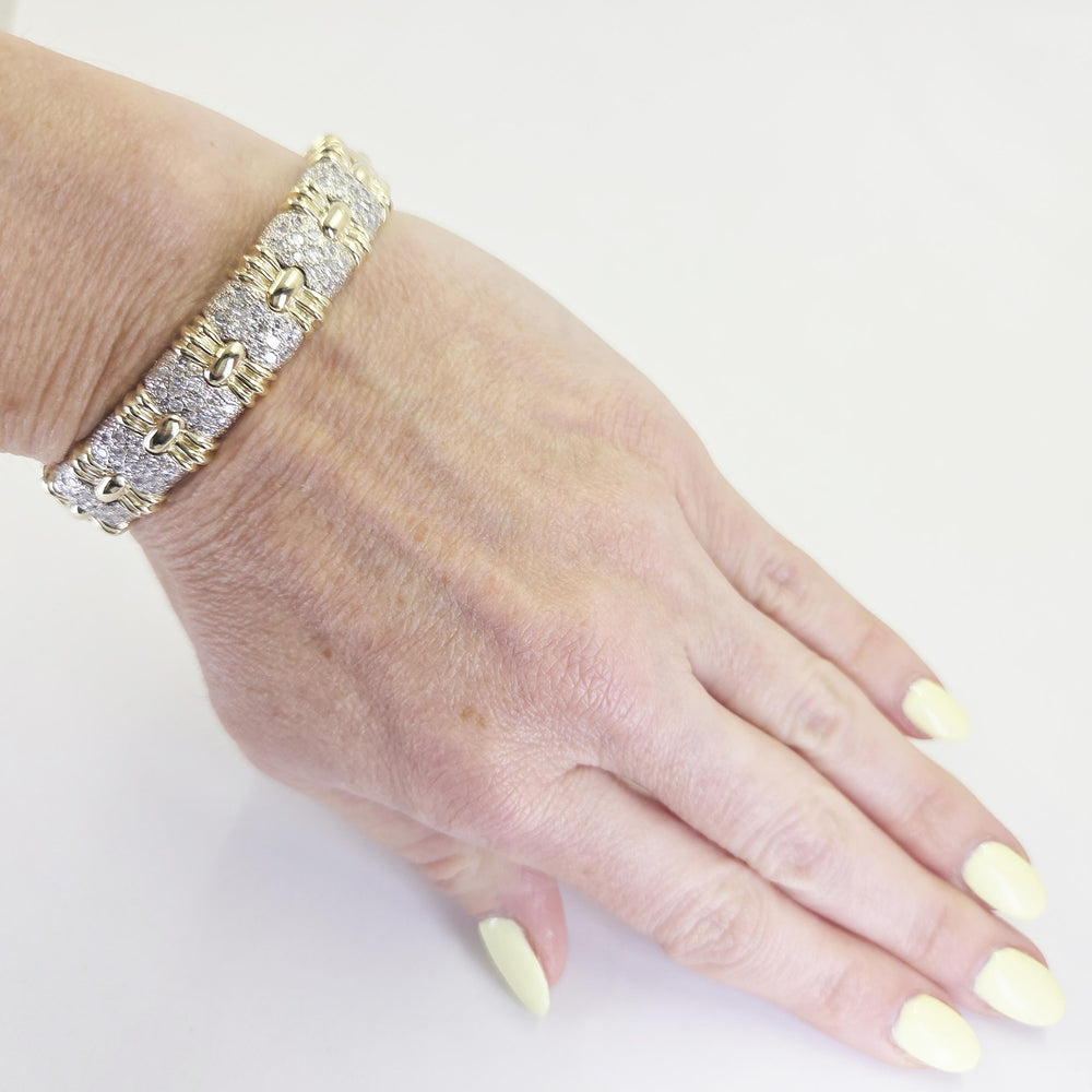 14K Yellow Gold Diamond Open Cuff Bracelet