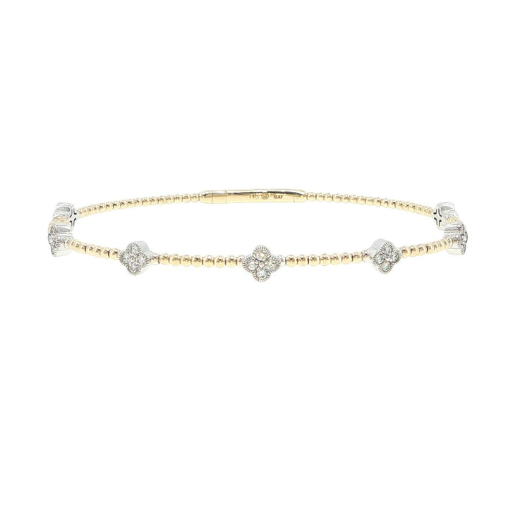 14K Yellow & White Gold 7 Station Diamond Bracelet