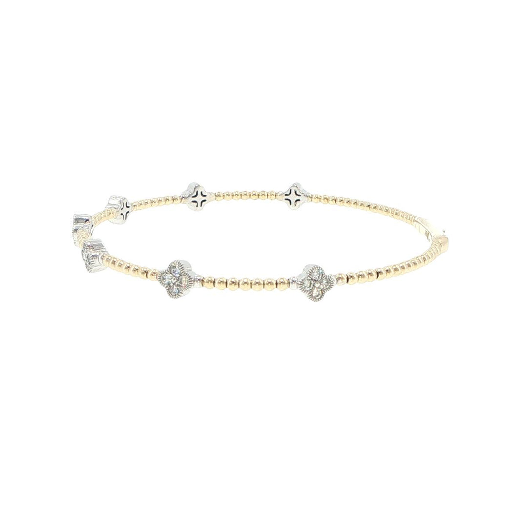 14K Yellow & White Gold 7 Station Diamond Bracelet