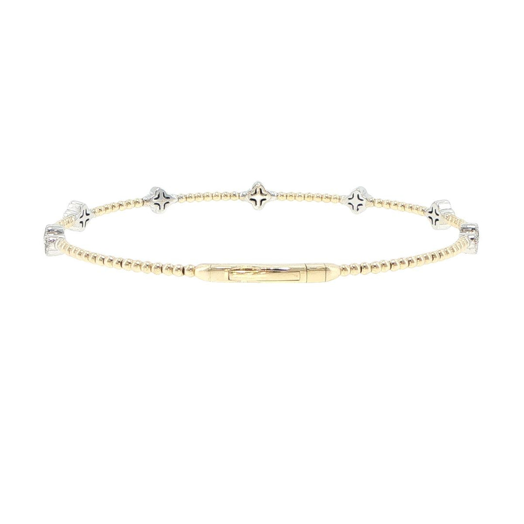 14K Yellow & White Gold 7 Station Diamond Bracelet