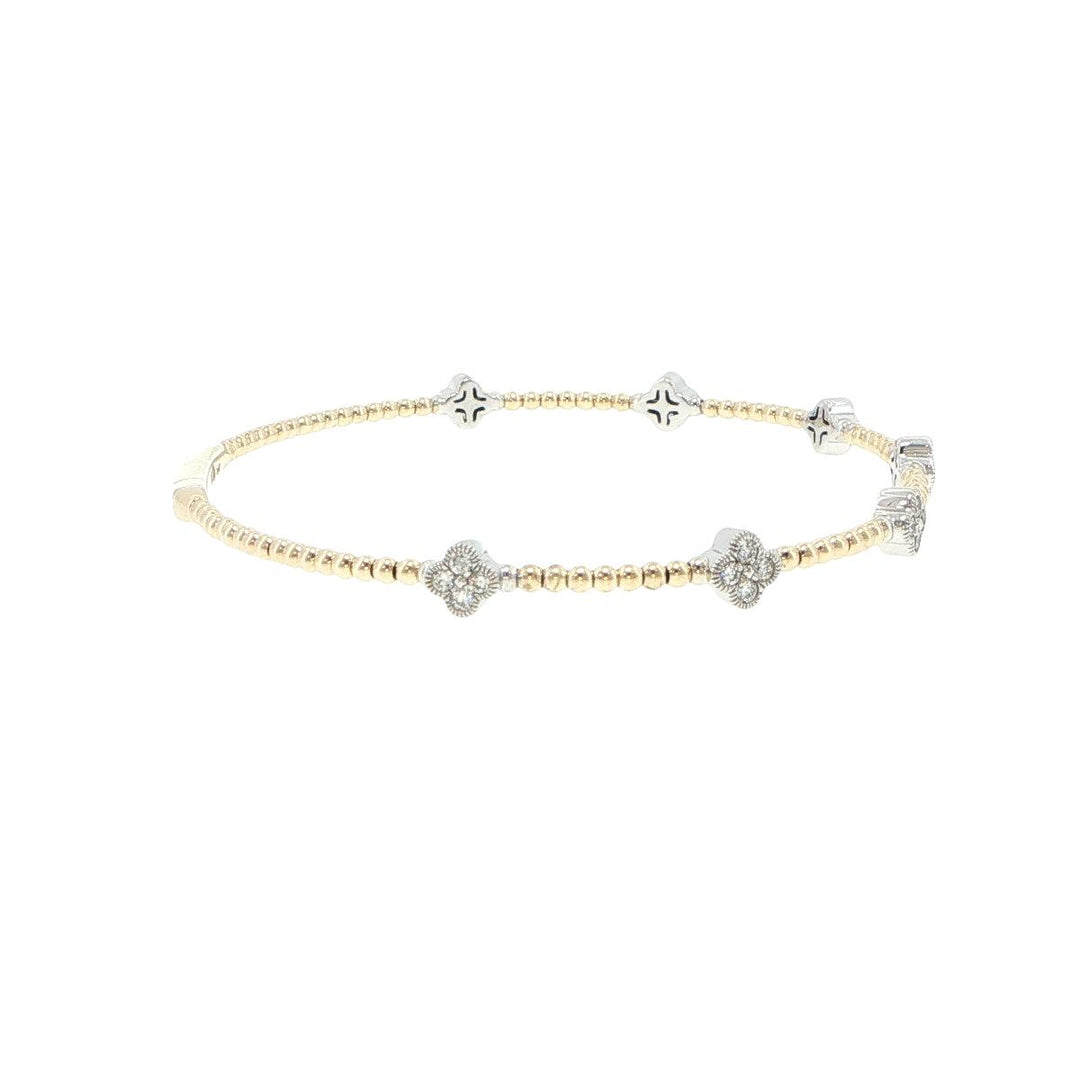 14K Yellow & White Gold 7 Station Diamond Bracelet