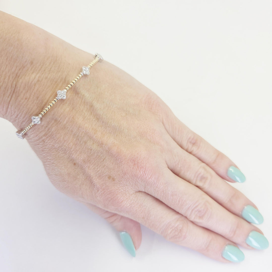14K Yellow & White Gold 7 Station Diamond Bracelet