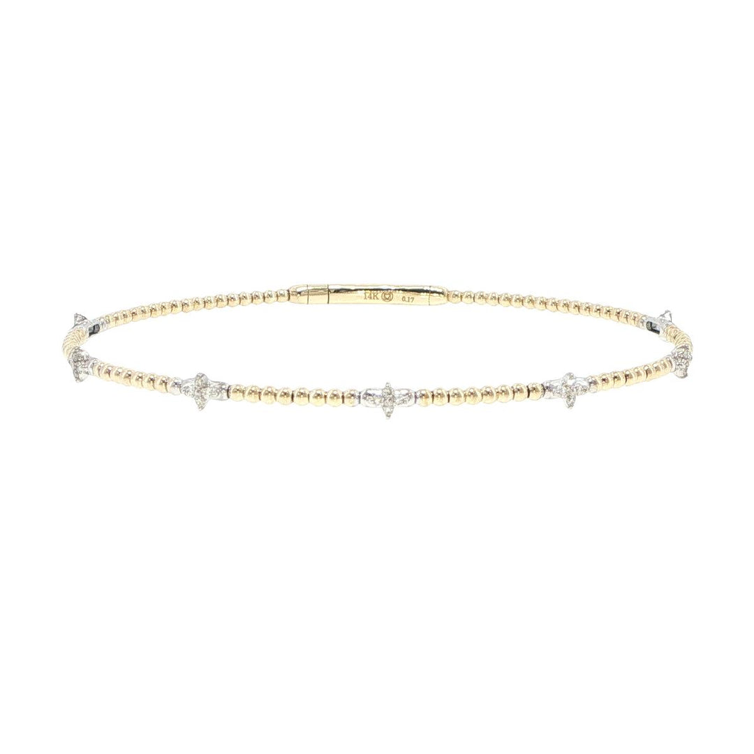 14K Yellow & White Gold 7 Station Diamond Bracelet