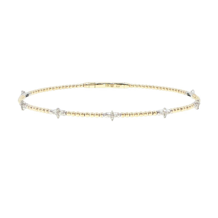14K Yellow & White Gold 7 Station Diamond Bracelet