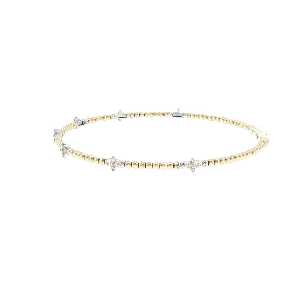 14K Yellow & White Gold 7 Station Diamond Bracelet