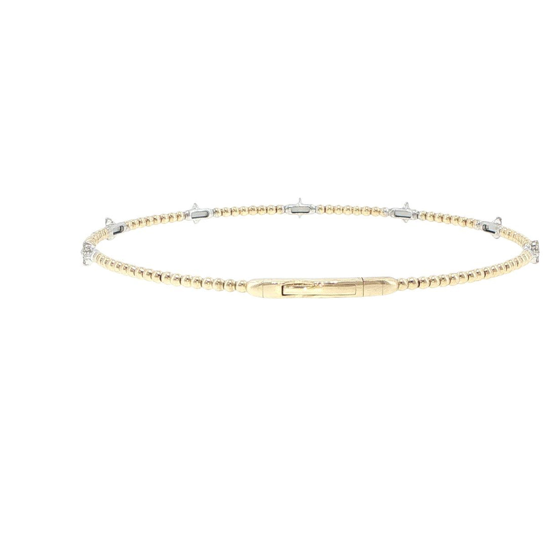 14K Yellow & White Gold 7 Station Diamond Bracelet