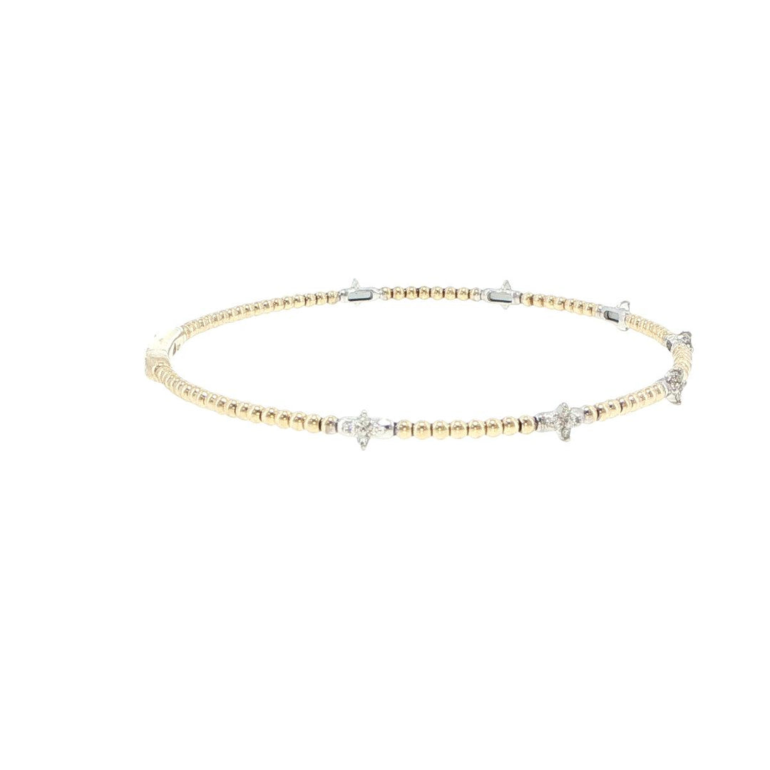 14K Yellow & White Gold 7 Station Diamond Bracelet