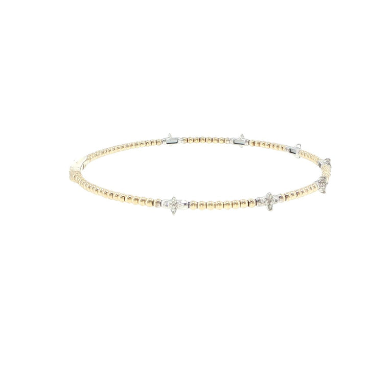 14K Yellow & White Gold 7 Station Diamond Bracelet