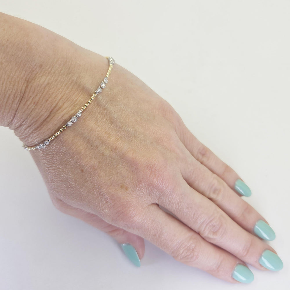 14K Yellow & White Gold 5 Station Diamond Bracelet