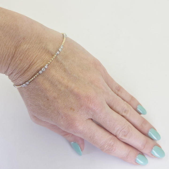 14K Yellow & White Gold 5 Station Diamond Bracelet