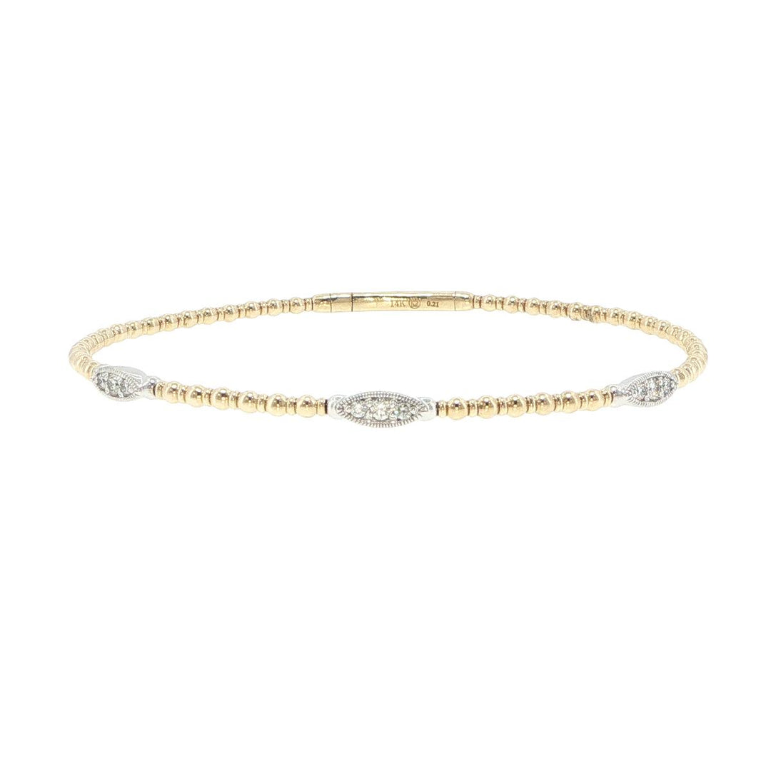 14K Yellow & White Gold 3 Station Diamond Bracelet