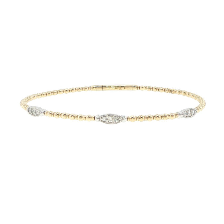 14K Yellow & White Gold 3 Station Diamond Bracelet