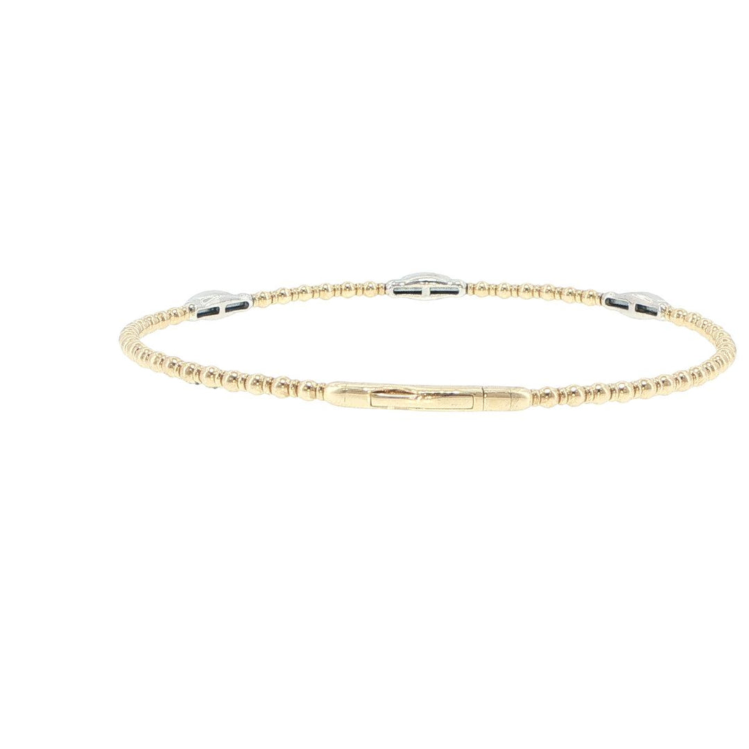 14K Yellow & White Gold 3 Station Diamond Bracelet