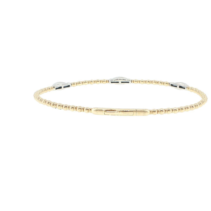 14K Yellow & White Gold 3 Station Diamond Bracelet