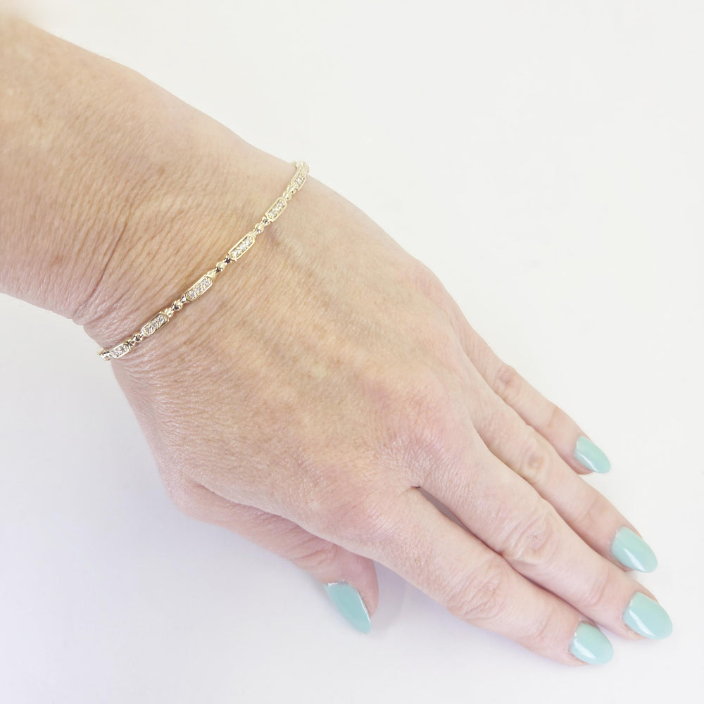 14K Yellow Gold Diamond Station Bracelet