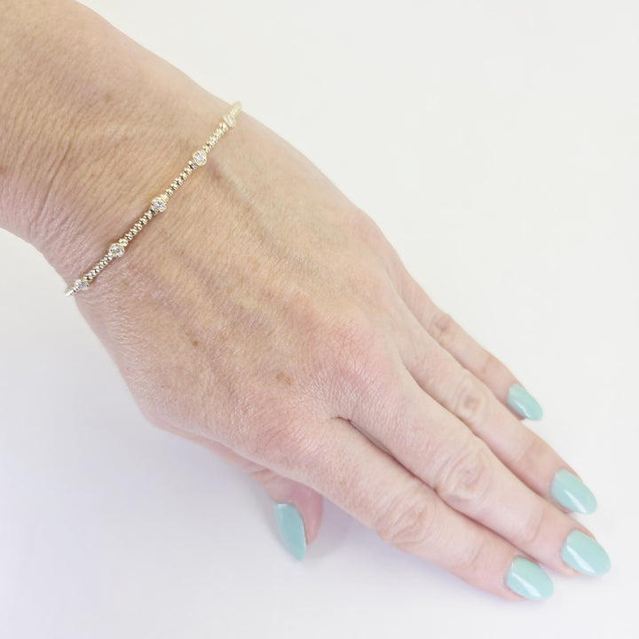 14K Yellow Gold 5 Station Diamond Bracelet