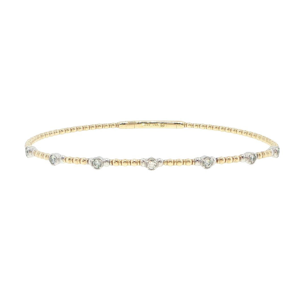 14K Yellow & White Gold 7 Station Diamond Bracelet