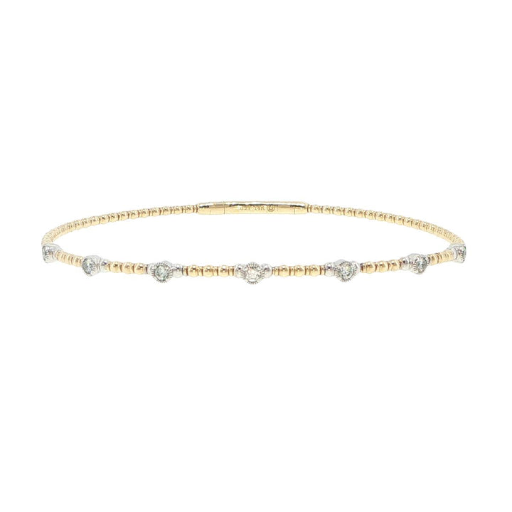 14K Yellow & White Gold 7 Station Diamond Bracelet