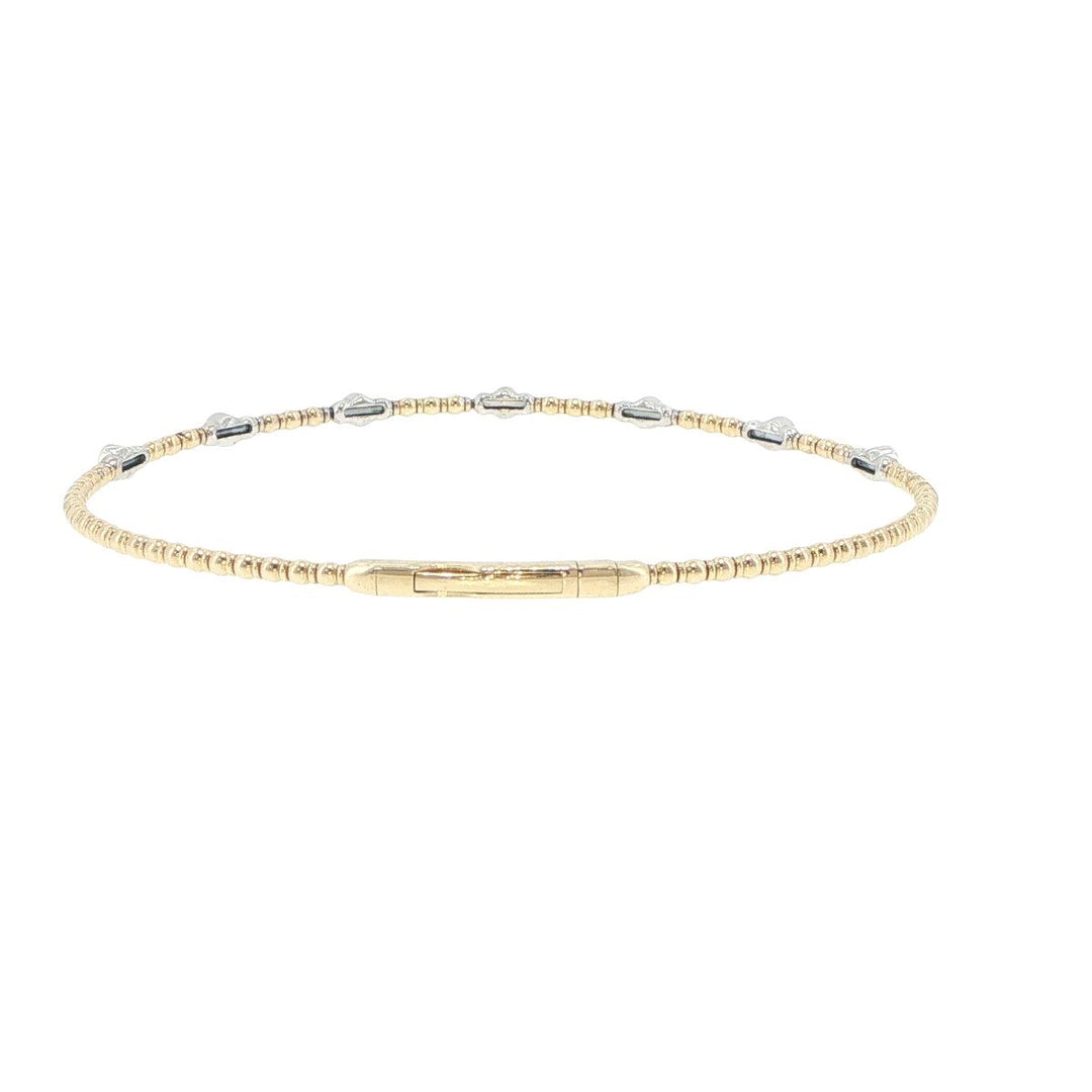 14K Yellow & White Gold 7 Station Diamond Bracelet