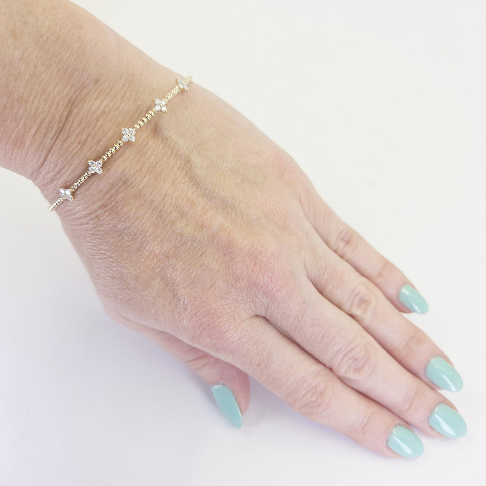 14K Yellow Gold 5 Station Diamond Bracelet