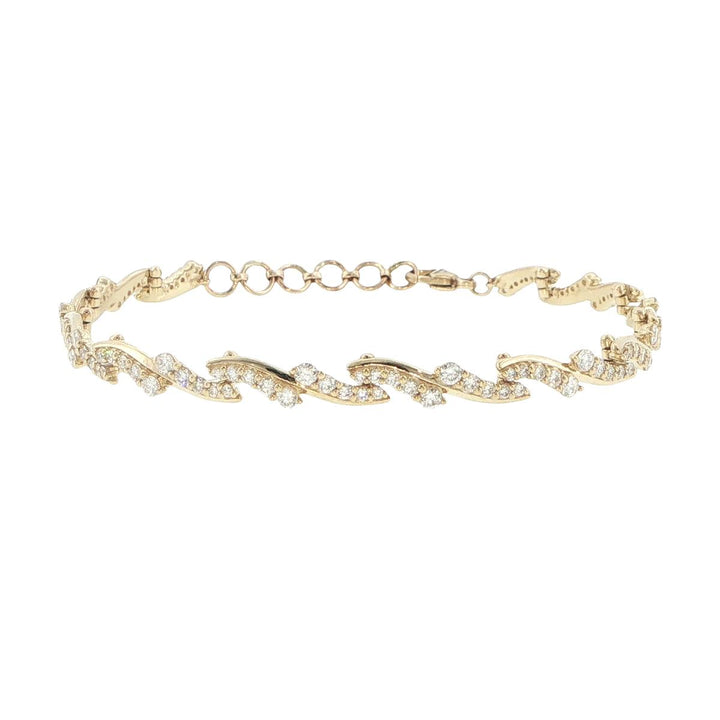 14K Yellow Gold Diamond Twisted Link Bracelet