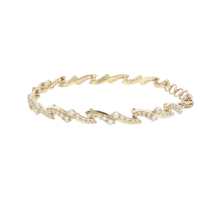 14K Yellow Gold Diamond Twisted Link Bracelet