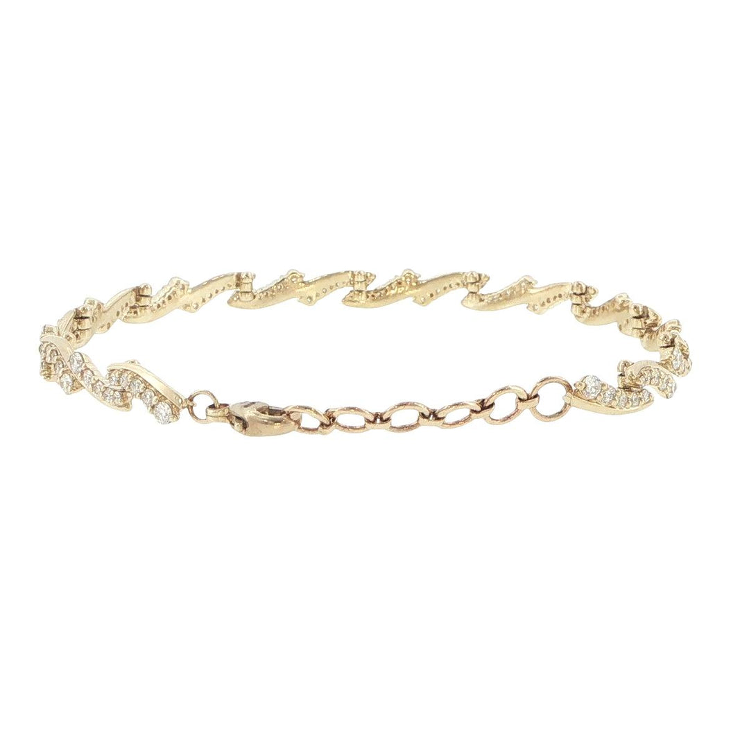 14K Yellow Gold Diamond Twisted Link Bracelet
