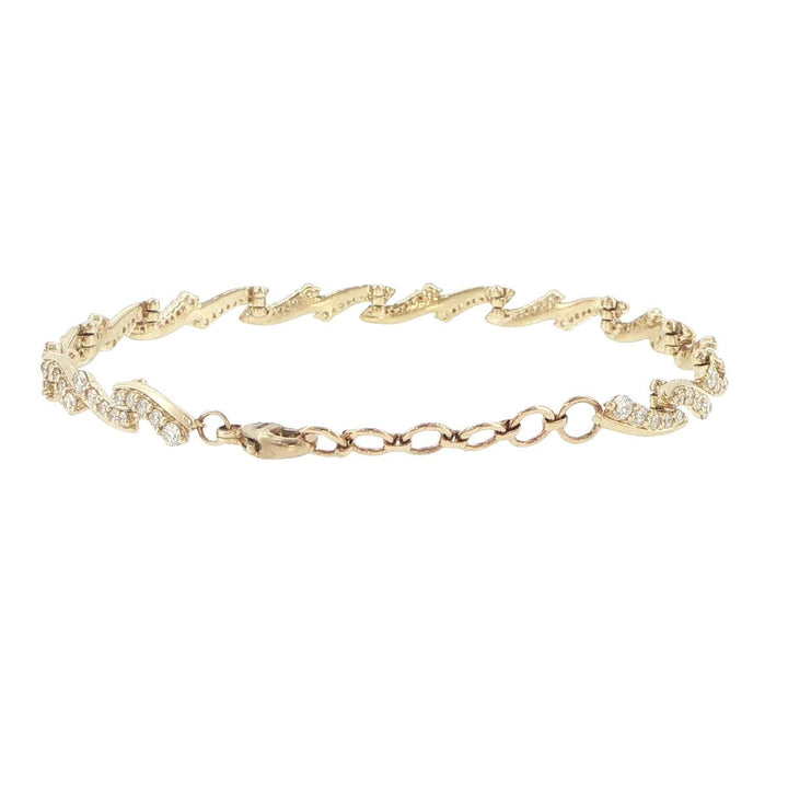 14K Yellow Gold Diamond Twisted Link Bracelet
