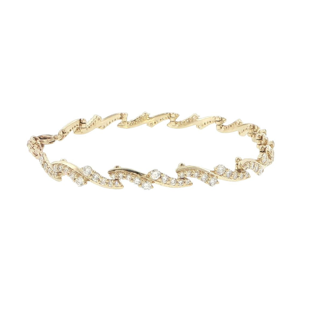 14K Yellow Gold Diamond Twisted Link Bracelet
