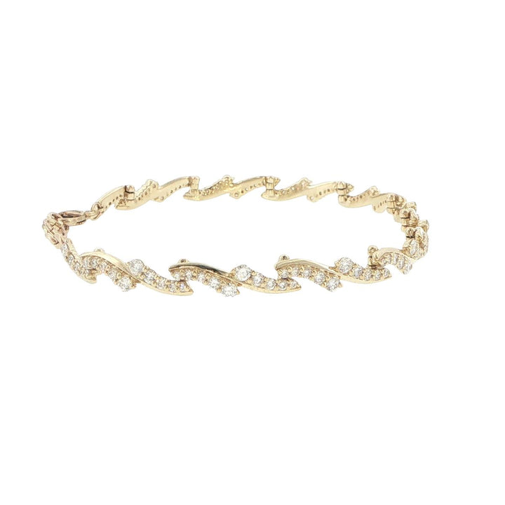 14K Yellow Gold Diamond Twisted Link Bracelet