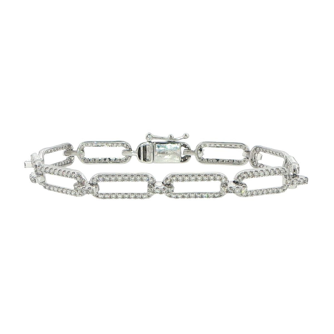 14K White Gold Diamond Twisted Link Bracelet