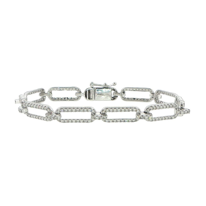 14K White Gold Diamond Twisted Link Bracelet