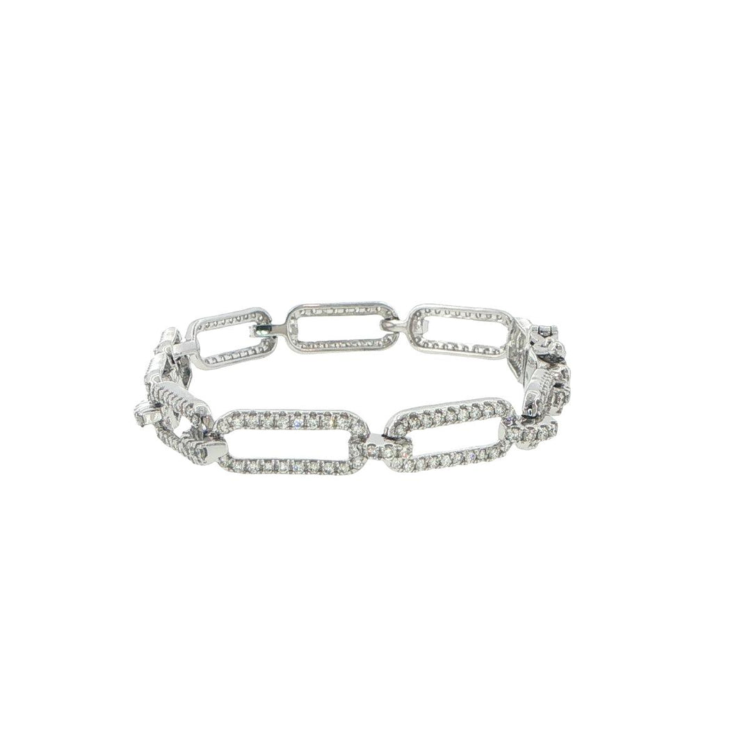 14K White Gold Diamond Twisted Link Bracelet