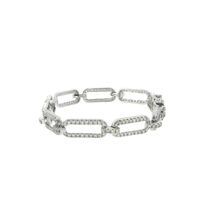 14K White Gold Diamond Twisted Link Bracelet