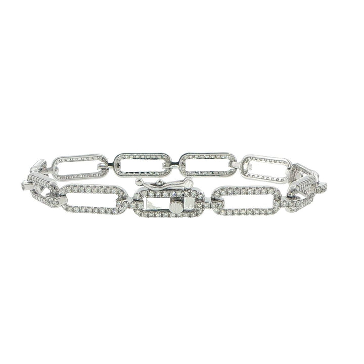 14K White Gold Diamond Twisted Link Bracelet