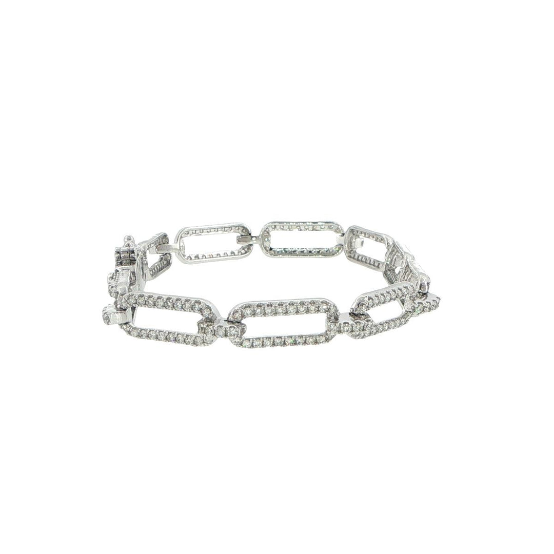 14K White Gold Diamond Twisted Link Bracelet