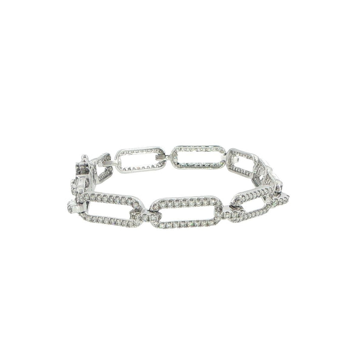 14K White Gold Diamond Twisted Link Bracelet