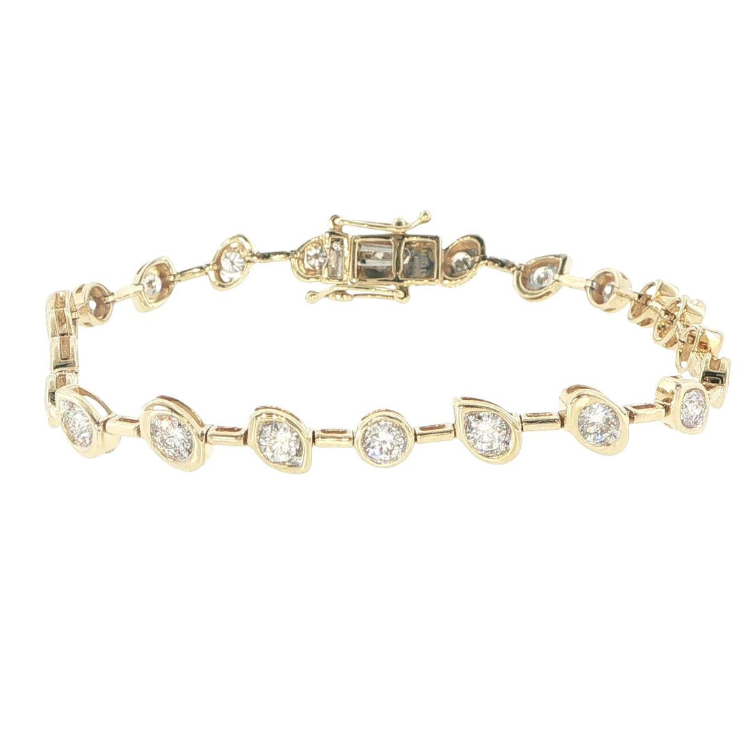 14K Yellow Gold Bezel-Set Diamond Tennis Bracelet