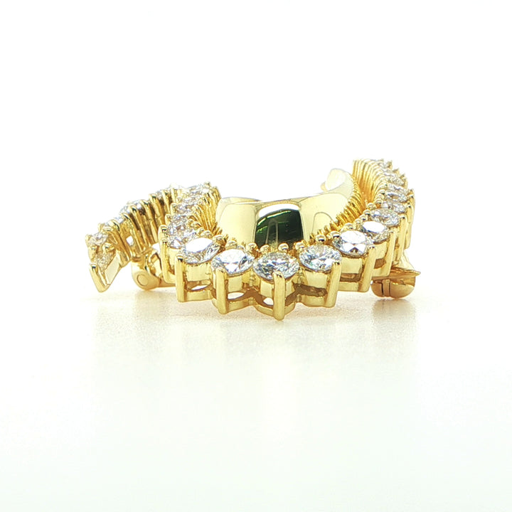 18K Yellow Gold Diamond Swan Pin Brooch