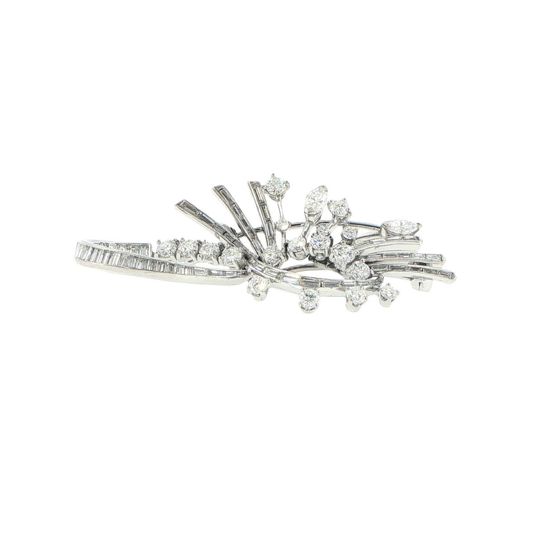 Platinum Abstract Diamond Brooch