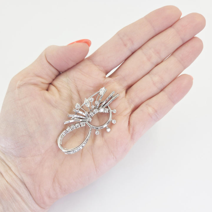 Platinum Abstract Diamond Brooch
